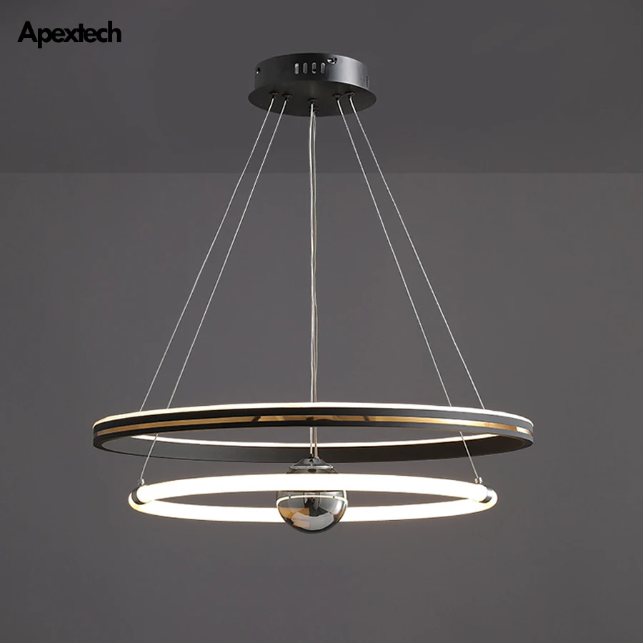 Modern 2 Rings LED Pendant Lights 360Degree Luminous Circular Shaped Ceiling Haing Light Bedroom Dining Room Livining Room Lamp