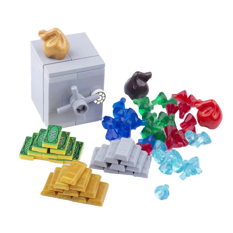 العالم الجوراسي الكنز الذهب الماس اللبنات القراصنة سفينة جوهرة صندوق الأمان الشكل مدينة اكسسوارات الطوب لعب للأطفال