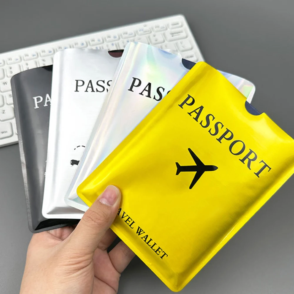 جديد مكافحة المغناطيسي جواز السفر الغطاء الواقي مكافحة سرقة فرشاة الألومنيوم احباط حقيبة جواز السفر غطاء تتفاعل حامل جواز السفر #3
