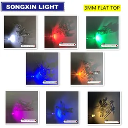 50/100pcs F3 3mm 2pins Flat Top White Red Yellow Blue Green Pink diode Led Wide Angle light emitting Diodes lamp Ultra Bright
