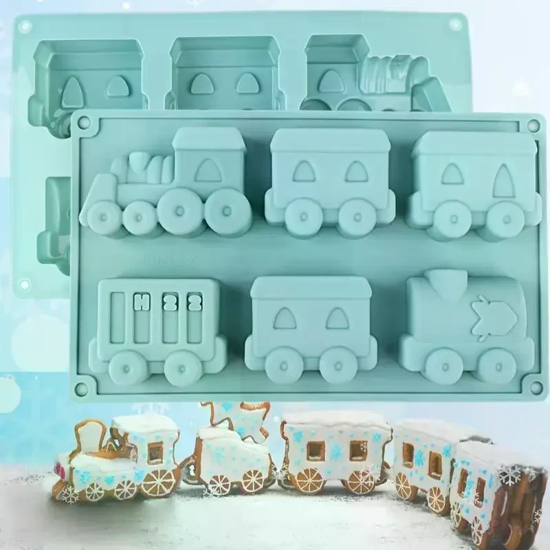 1PCS Cartoon Train Silicone Mold, Muffin Mold, Cupcake Baking Tray/Cake Mold For Birthday Theme Parties, Muffin Cups, Ice Cubes