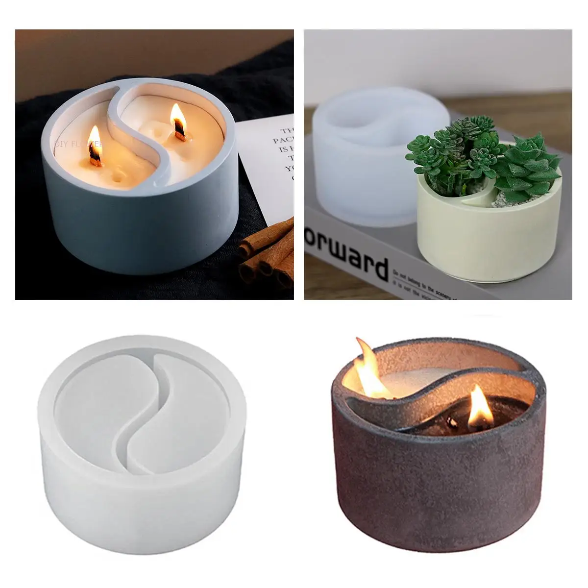 DIY Gypsum Candle Cup Mold Tai Chi Aroma Candle Holder Silicone Molds Handmade Gypsum Form Candles Cup Cement Jewelry Box Mould