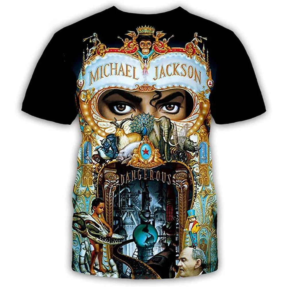 Summer fashion Michael Jackson hip-hop singer retro cool casual men Harajuku streetwear short sleeved