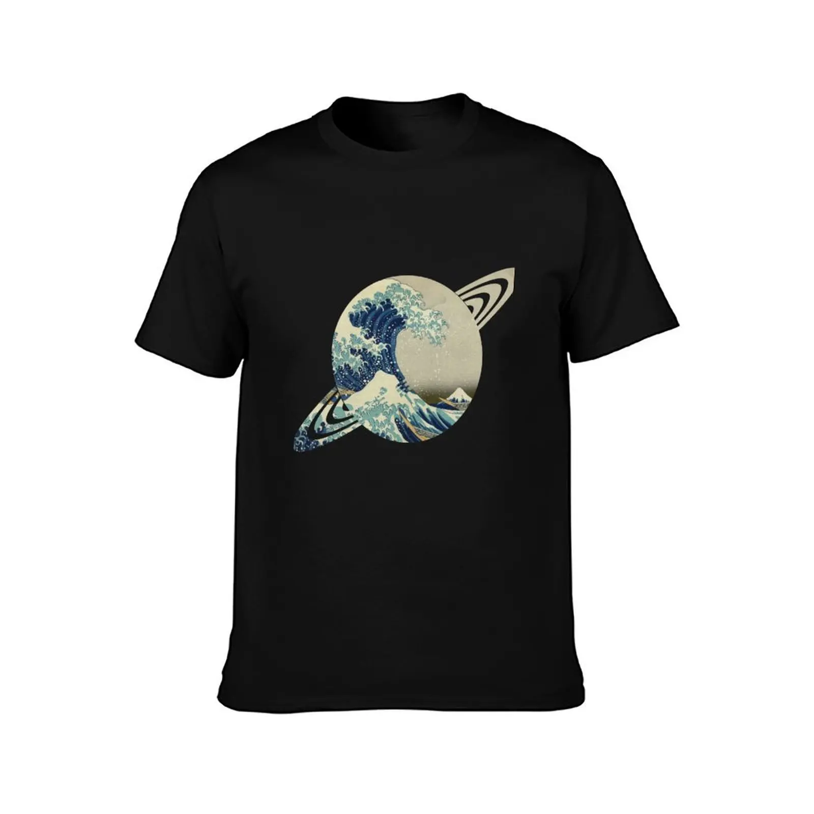 Hokusai Planet T-Shirt Basic Simple Design Short Sleeve Shirt T-Shirt