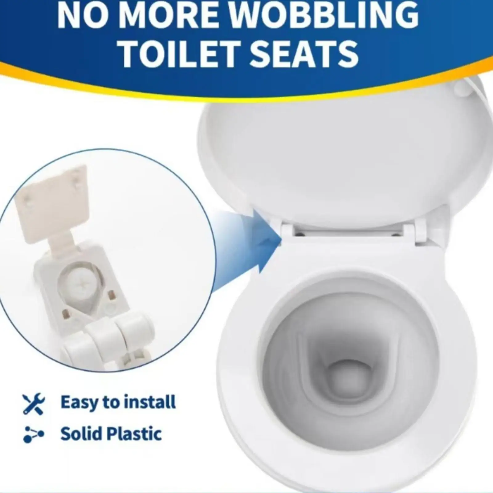 Toilet Lid Hinges Fixtures Set Screw Bolts Adjustable Lid Fastener Simple Installation White Replace Parts for Bathrooms