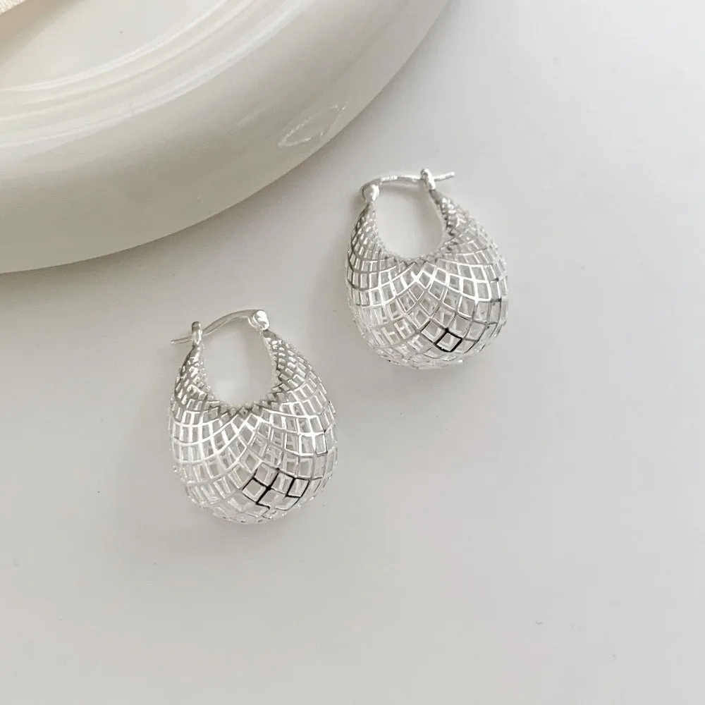 Elegant Silver Color Simple Earring Hollow Out Vegetable Basket Design Stud Earrings Ear Stud Gifts