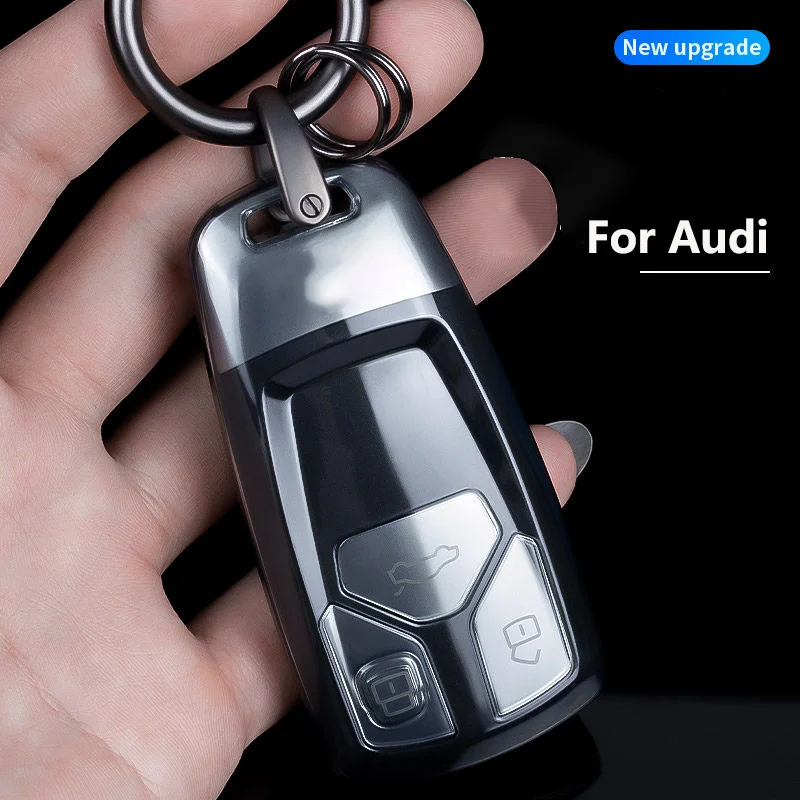 Transparente Schwarze TPU-Schutzhülle für Audi A4 A4L A5 Q5 Q7 TT TTS 8S B9 2016 2017 2018 Fernbedienung Autoschlüssel-Case Cover Schlüsselanhänger Zubehör