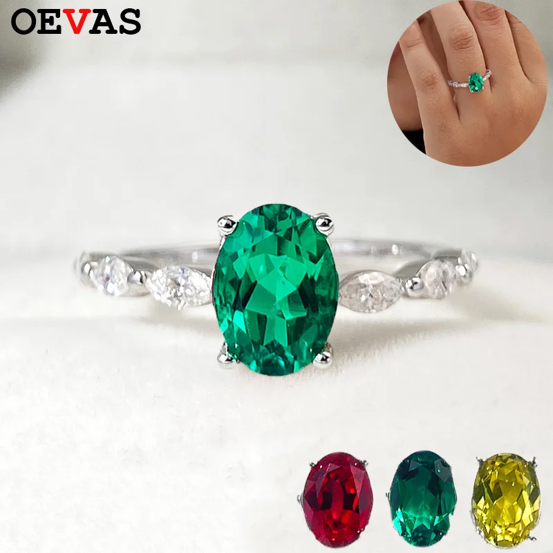 

OEVAS 1CT 2CT Lab Grown Emerald/Sapphire Rings S925 Sterling Silver intay Moissanite for Women Engagement Wedding Fine Jewelry