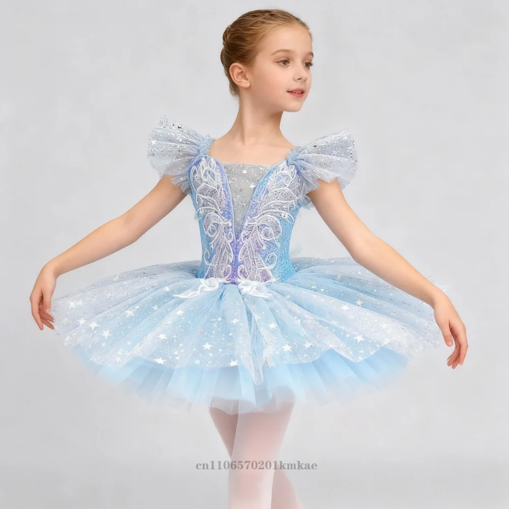 Sequin Ballet Dress Kids Performance Clothes Silver Girls Modern Dance Skirts Children Ballet Tutu Party Princess Dress Costumes image 4