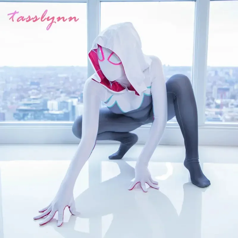 بدلة قفز Gwen للسيدات بطباعة ثلاثية الأبعاد للبالغين والأطفال لحفلات الهالوين أزياء تنكرية للفتيات المهووسين؛ 4.f'7;j,3'