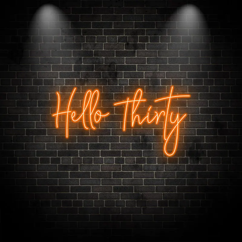 Toysign Neon Light, Hello Thirty Neon Sign, Bright LED Wall Art for 30th Birthday Celebration, Unique Party Decoration and Gifts