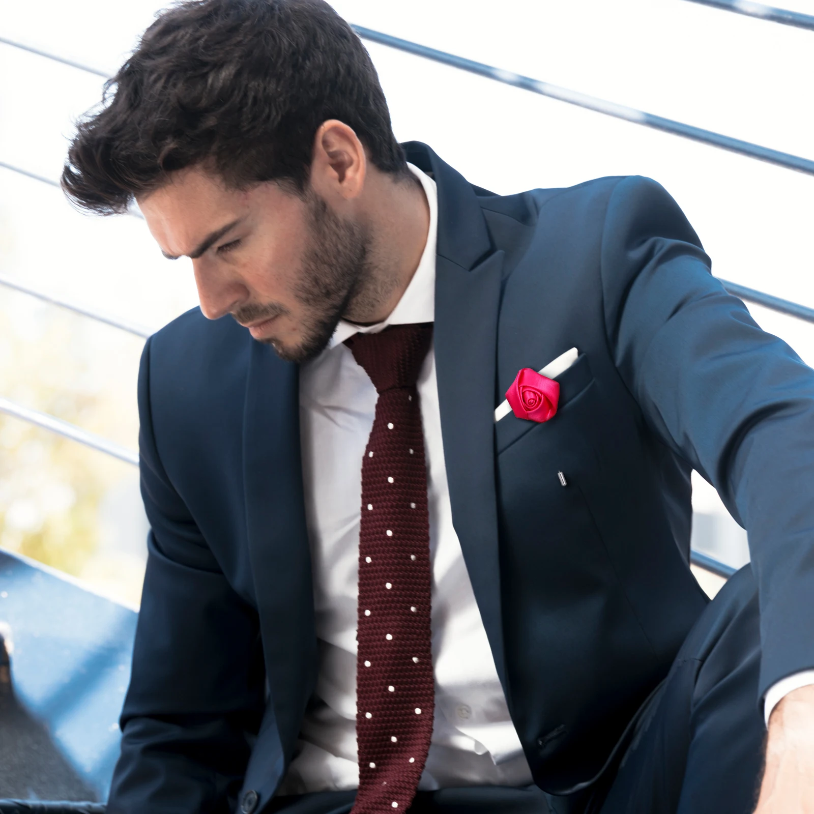 

4Pcs Rose Lapel Pin for Men Suit Elegant Metal Brooch Decorative Flower Boutonniere Gentleman Accessories Formal Wedding