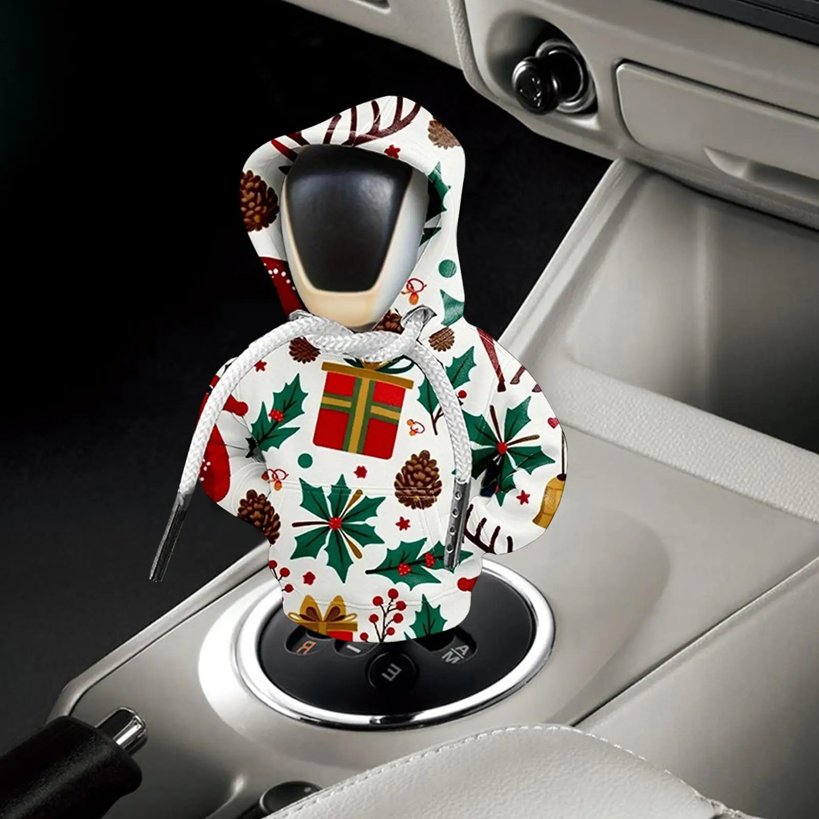

Shifter Hoodie Christmas Car Shift Knob Hoodie Cover Funny Protector For Holiday Birthday Travel Driving Winter Road Trips SUV