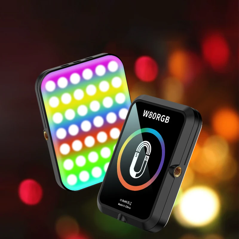 Mini Magnetic Phone Selfie RGB Lights 1800mAh Rechargeable Rotatable 3 Color Modes Adjustable Brightness Photography Fill Light