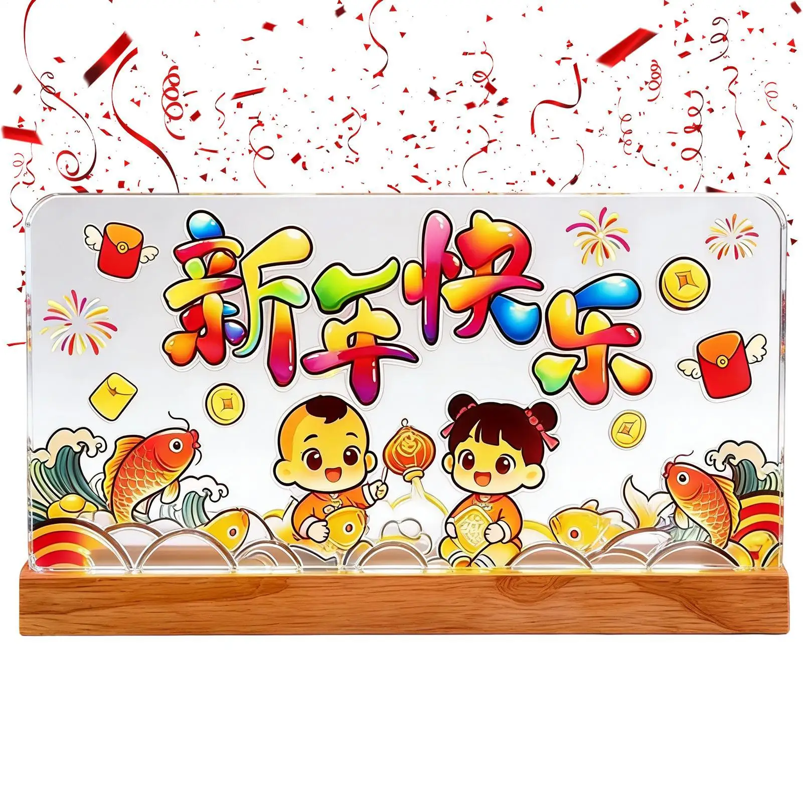 

Новогодние украшения 2026: Милый USB-светильник «С Новым годом» для декора стола, дома, гостиной, офиса, школы, квартиры