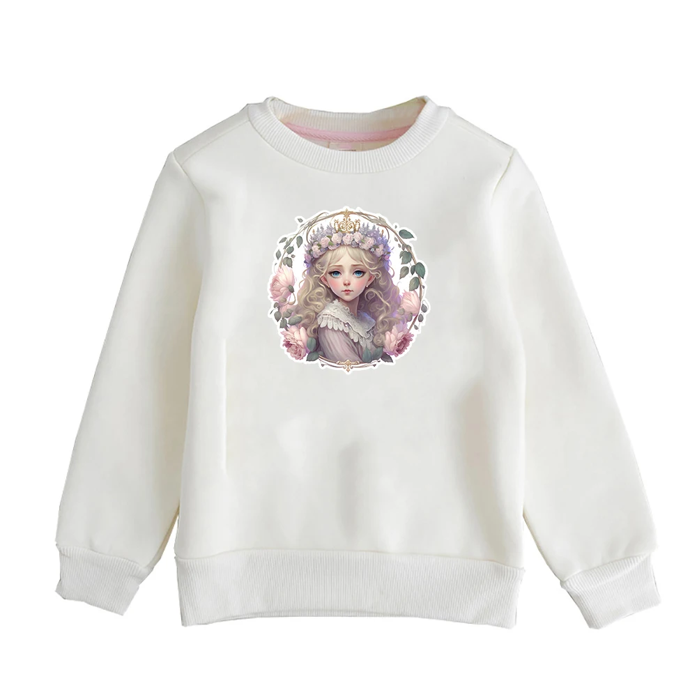 10cm Vintage Round Flower Girl Princess Iron On Heat Transfer Sticker For Clothes Pinted Vinyl Thermal Washable T-Shirt Decal