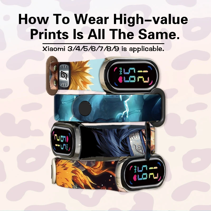 Браслет с принтом серии Наруто для Xiaomi Mi Band 10, сменный браслет для Mi Band 9 8, умный спортивный ремешок для часов
