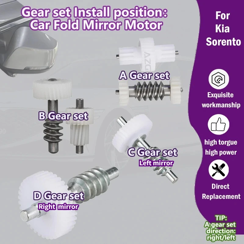 

AZGIANT For Kia Sorento UM MK1/2/3 Car rigid plastic metal gears assembly of Electric Fold Exterior Mirrors Right Left Motor new
