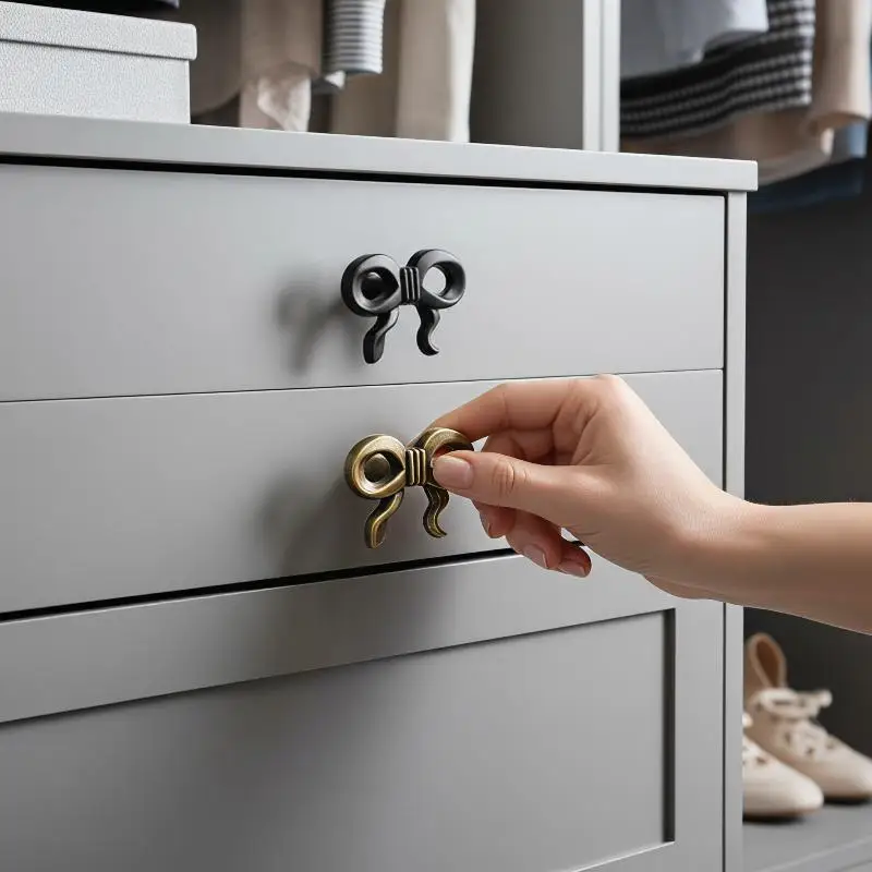 Bowknot Single Hole Handle Rustic Farmhouse Style Pull Knob for Wardrobe Drawer Cabinet Country Style Home Furniture Decor