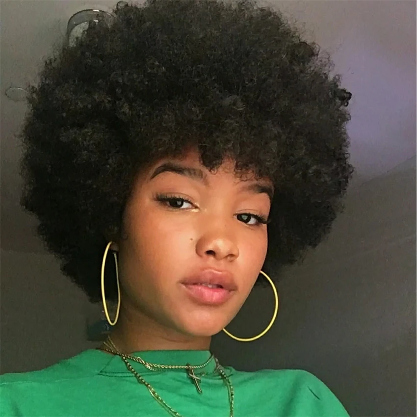 

70’s Afro Wig 11inch Curly Synthetic Hair Wigs for Black Women Natural Looking Afro Kinky Wig, Black Wigs Black For Daily Party