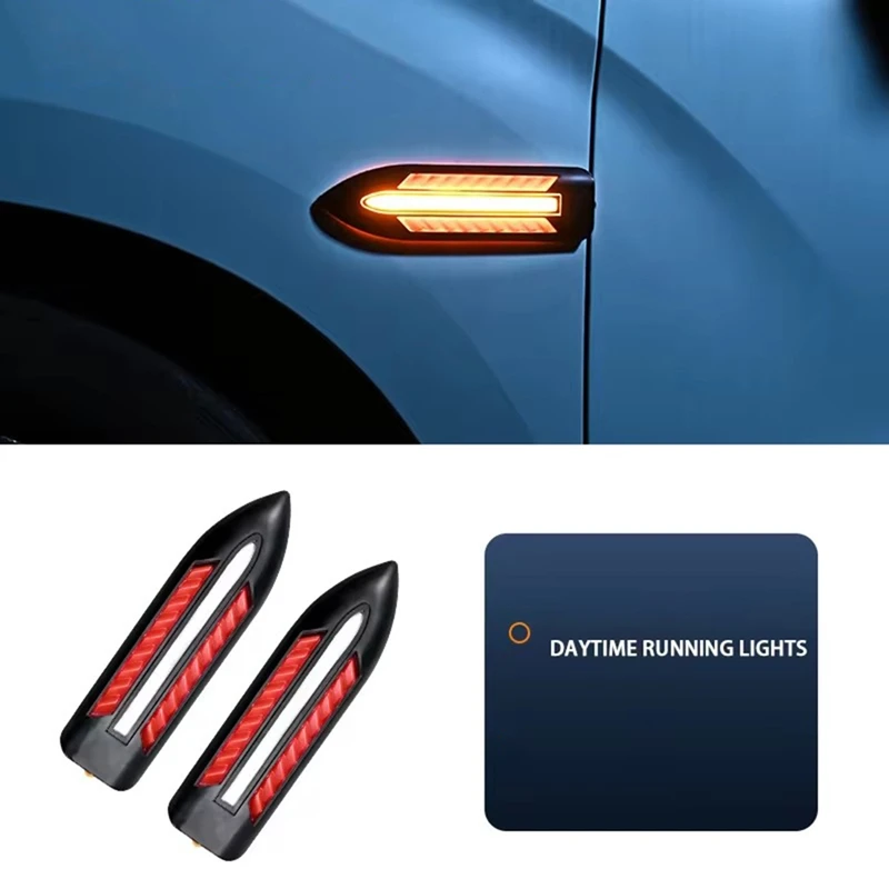 1 Pair Steering Light Fender Side Lamp DC12V Blade Shape Auto Car LED Side Lights Marker Turn Signal Lights Accessories