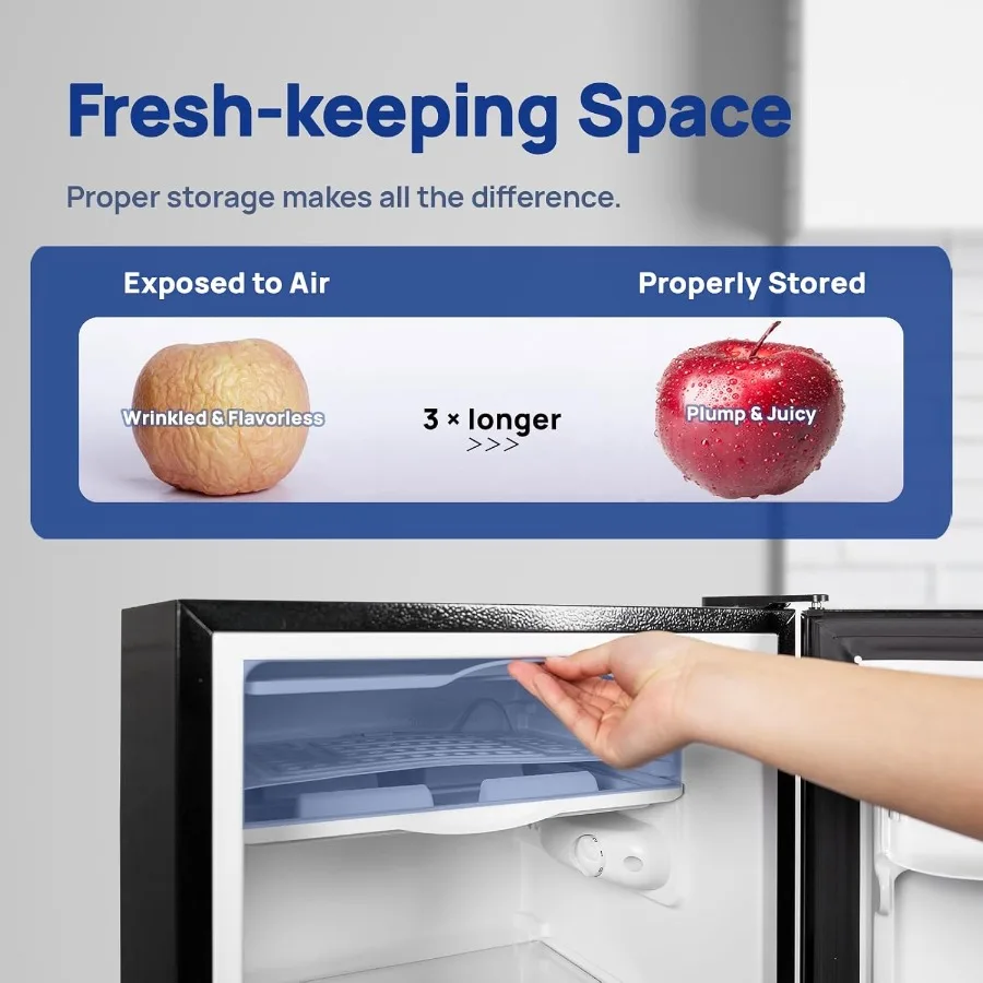 ثلاجة مدمجة بباب واحد 3.2 قدم مكعب مع فريزر لمكتب النوم والمساحات الصغيرة: 110 فولت 7 مستويات ترموستات قابل للتعديل Ul