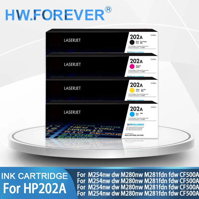 For HP Original 202A Toner Cartridge For HP Laserjet  M254nw/dw M280nw M281fdn/fdw CF500A Printers Plug And Play Toner Cartridge