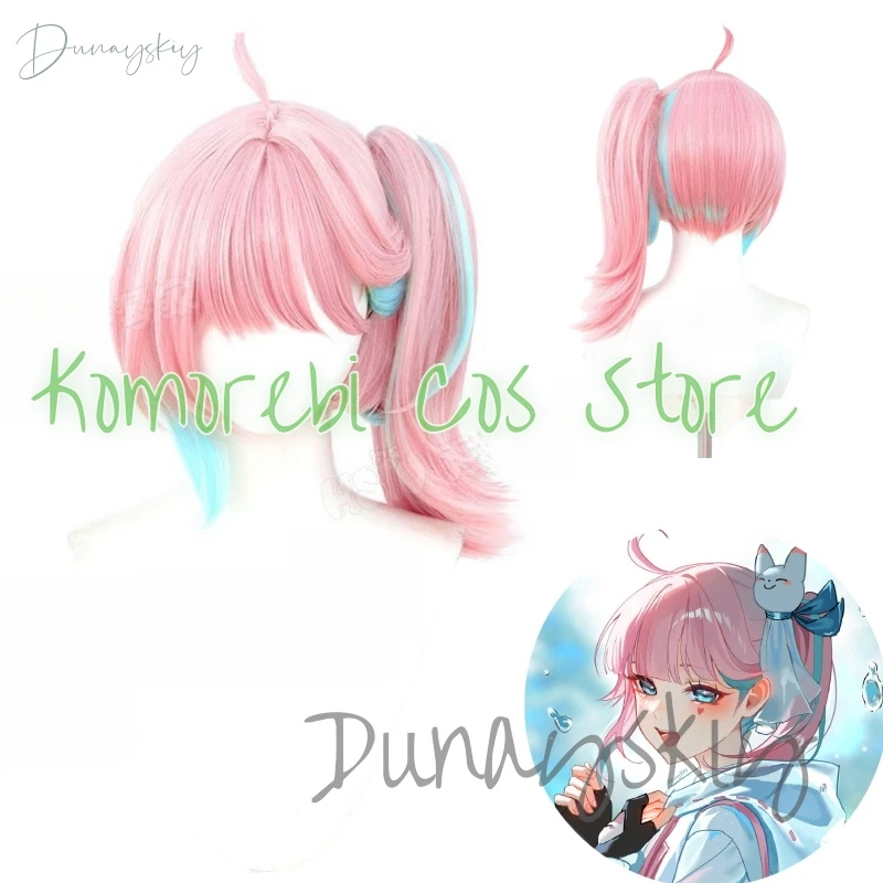

Kiriko Cosplay Wig Dance Rainy Days Skin 40cm Pink Blue Mix Cosplay Anime For Women Heat Resistant Synthetic Hair