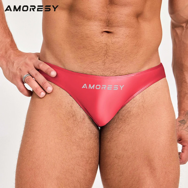 AMORESY Oceanus series men\'s solid color ultra-low waist sports comfortable briefs