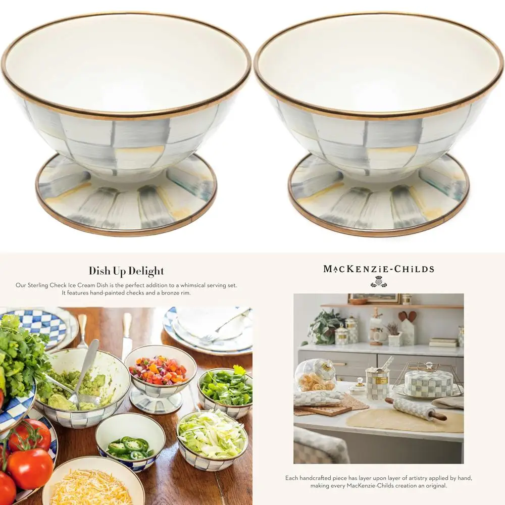 

Gray and White Checkered 2-Cup Ice Cream Bowls for Serving and Entertaining
