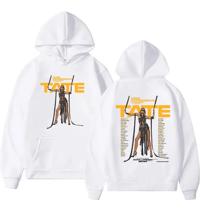 Singer Tate McRae Miss Possessive Tour 2025 Print Hoodie Men Women Vintage Aesthetic Long Sleeve Oversized Sweatshirt Streetwear