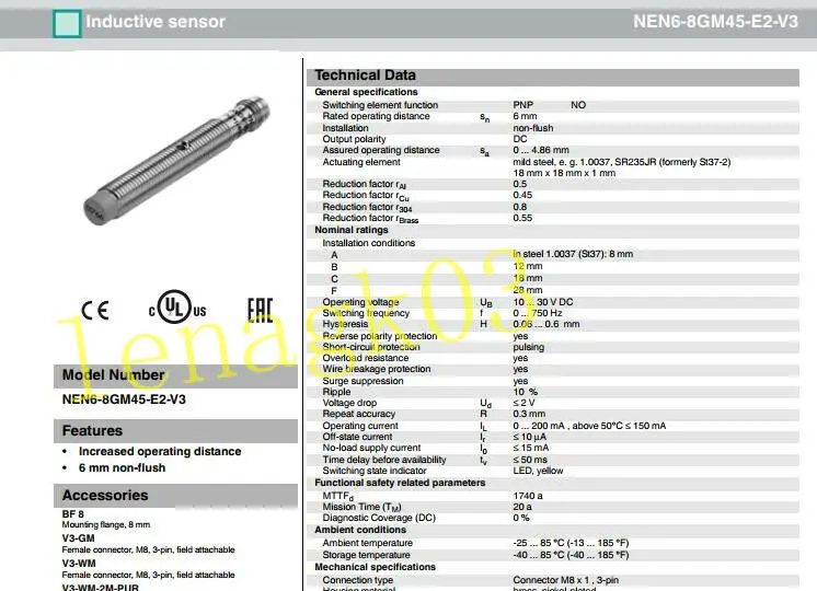 Original Proximity Switch NEN6-8GM45-E2-V3 Induction Switch Sensor