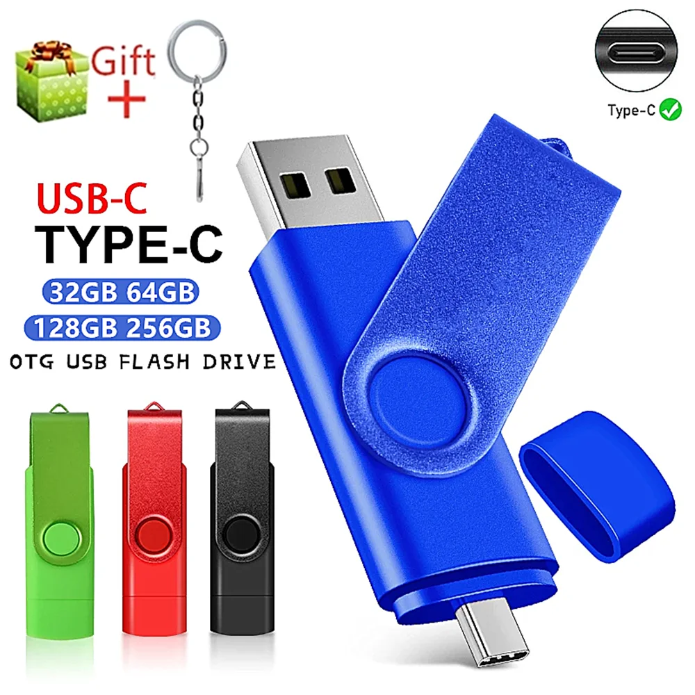 

360° rotation Metal 2IN1 OTG USB Flash Drives 128GB TYPE-C&USB 256GB 64GB 32GB Mini Memory high-capacity U Disk For smart phone