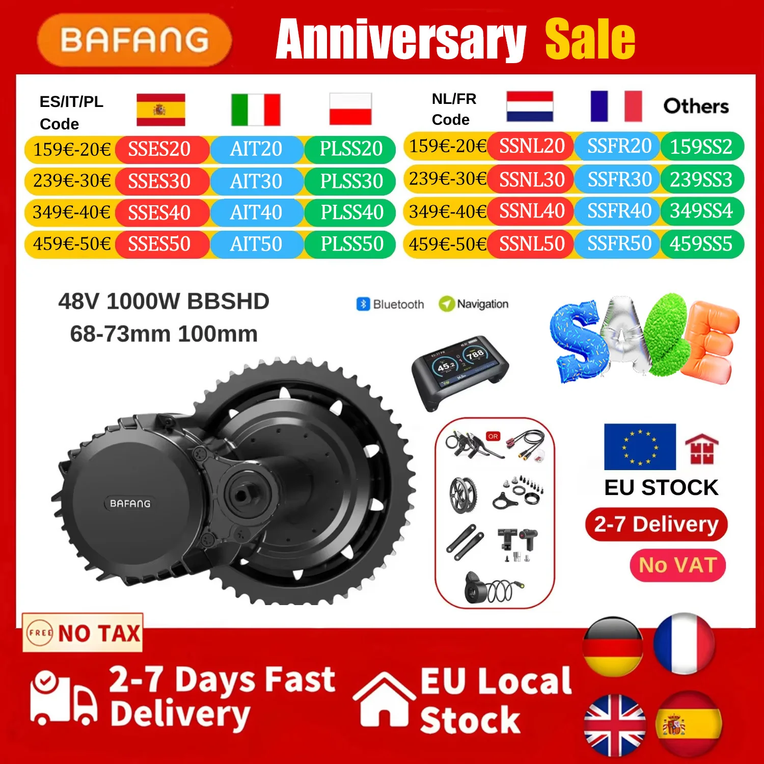 Bafang 1000w 48v bbshd mittel antriebs motor kits elektrischer fahrrad motor bbs03 68mm 100mm ebike