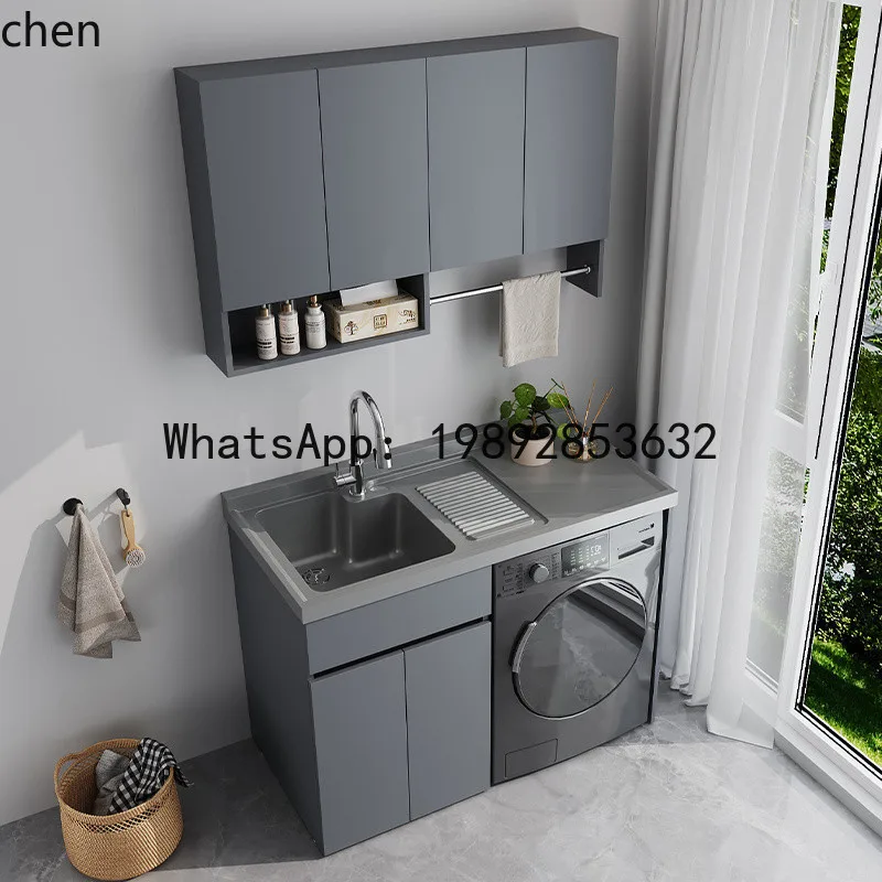 YFY  Honeycomb  Washing Machine Balcony Integrated Cabinet Combination Washbasin with Scrubber Board Wash Basin Sink High