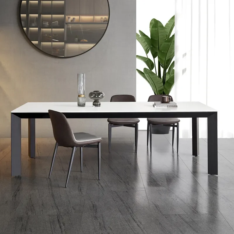 Italian Sintered Stone Dining Table Set Rectangular Modern Minimalist Luxury Small Apartment Kitchen Furniture 4 Chairs