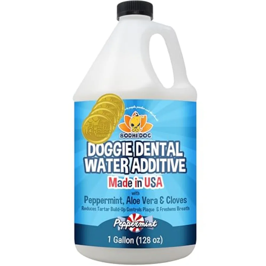 

Peppermint Dental Water Additive for Dogs and Puppies - Freshens Breath Reduces Tartar Promotes Healthy Gums - Oral Care for Te