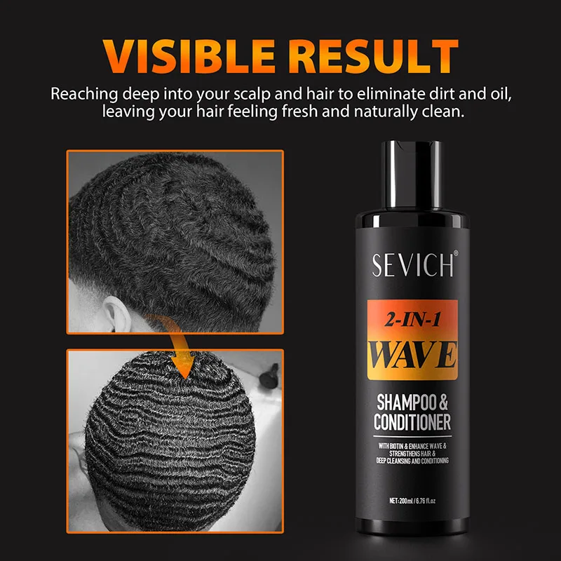 SEVICH 2 IN 1 Wave แชมพูไบโอตินชุ่มชื่นทําความสะอาดช่วยเพิ่ม Wave เสริมสร้าง Hair Shine Shine สําหรับชาย Conditioner 200ml