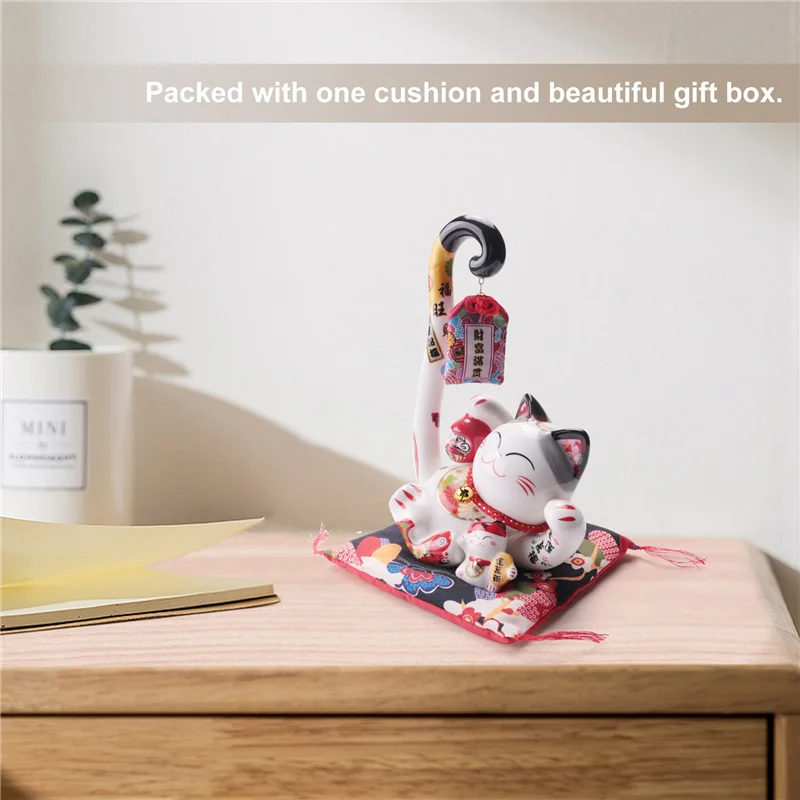 A003 8,6-дюймовый манеки Неко Lucky Cat копилка банк монет японский длинный хвост кошка удачи фэн-шуй домашний декор