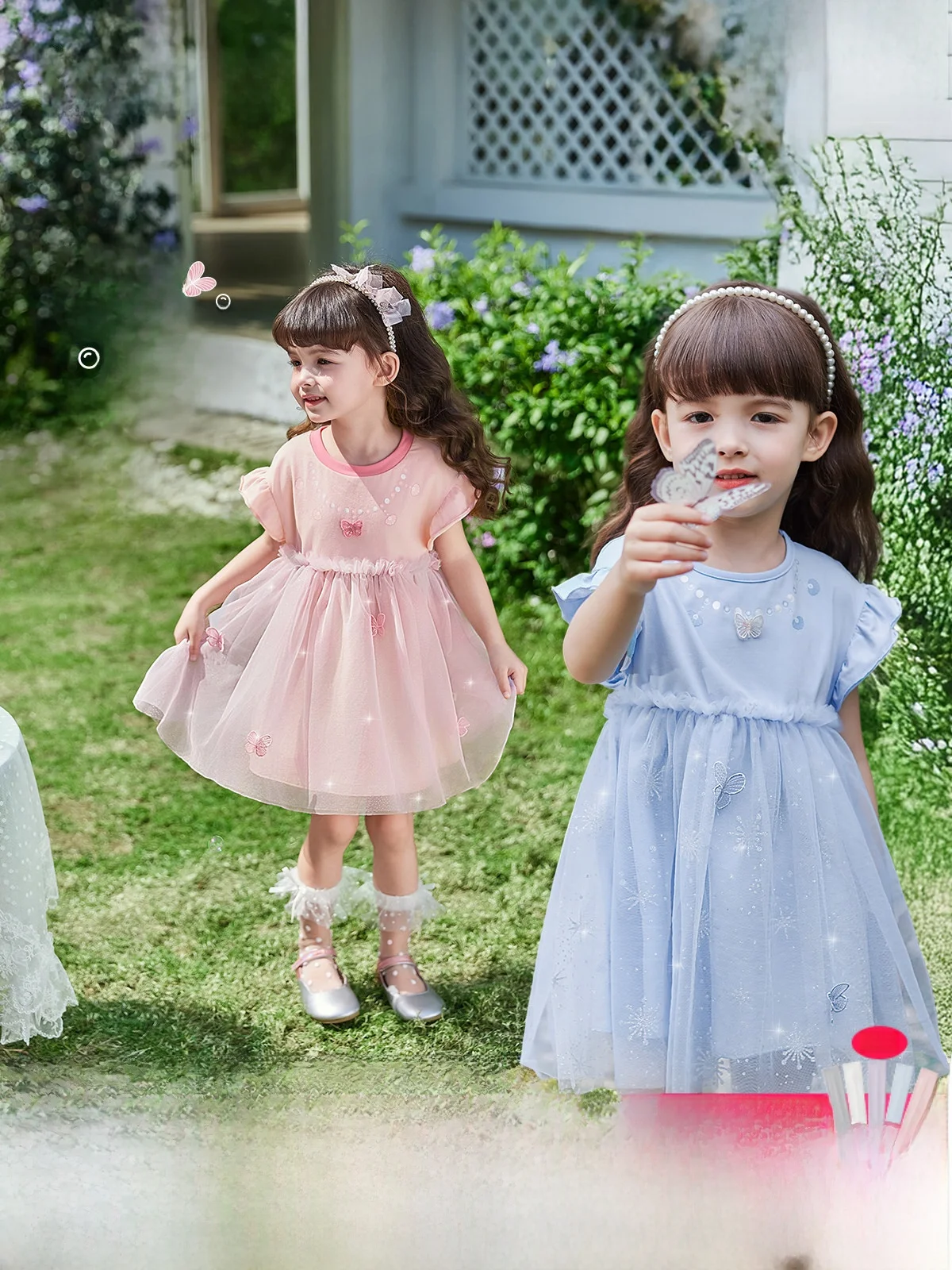 女の子用プリンセスドレス夏メッシュスカートかわいいベビー服トレンディな子供夏服ジェリーベビーブランド甘いスタイルaラインスカート