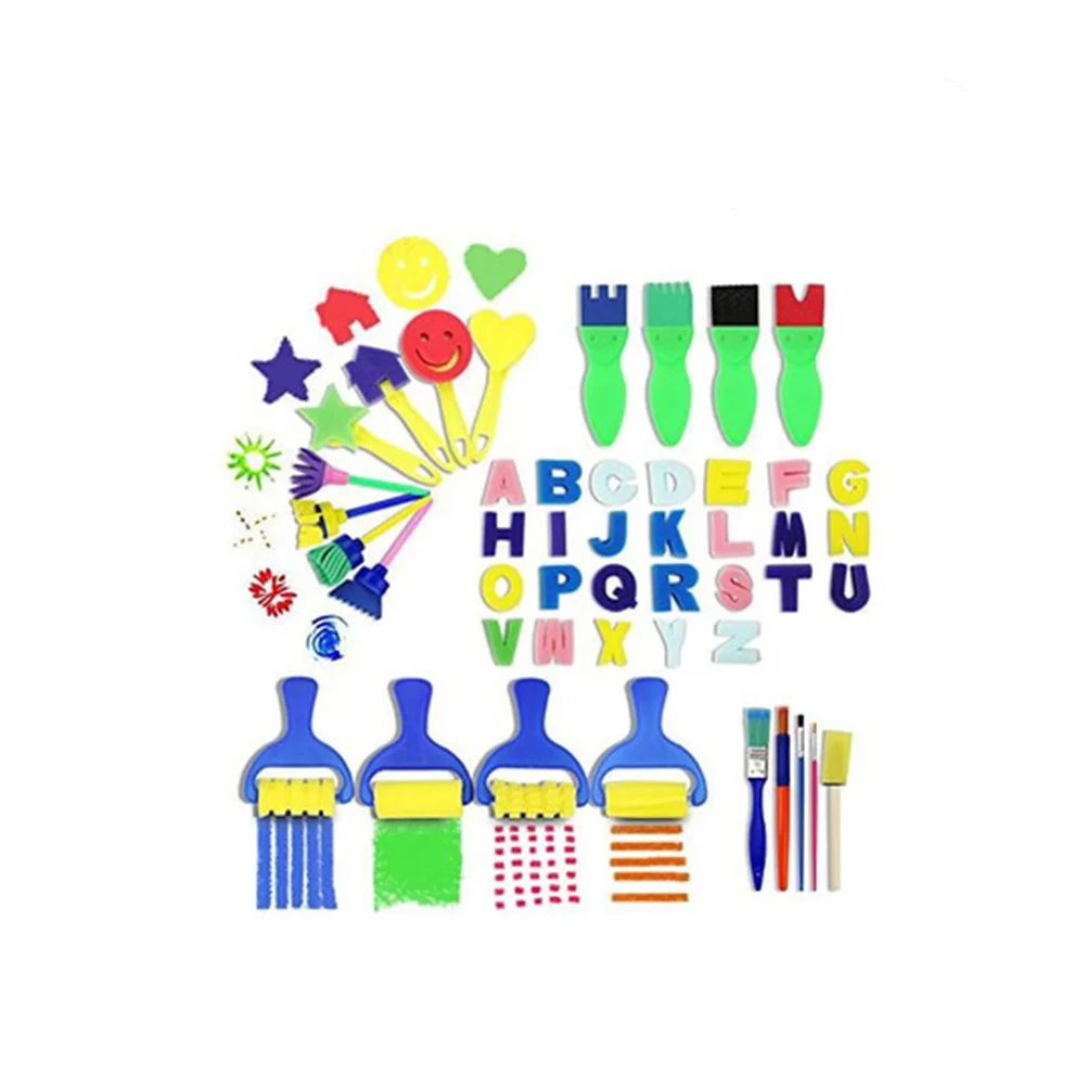 Kit di pittura per bambini Spugne Set di pennelli Manici in legno Eva sicuri Motivano la creatività Cognizione dei colori Kit di pittura per bambini