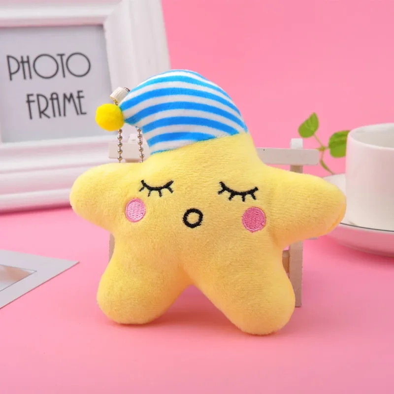 LLavero de peluche creativo con forma de estrella, Luna, sol, Nube Blanca, muñeco bonito, relleno de Animal, 10CM