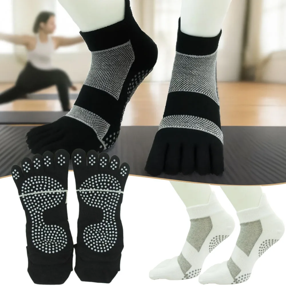 

1-20Pairs Men's and Women's Cotton Running Five-Finger Socks Anti-Slip Shock Absorption Sweat-Absorbing Thickened Socks