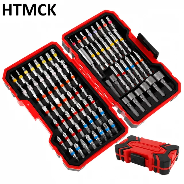 Conjunto de 83 peças de pontas de chave de fenda e brocas para aparafusadora de impacto com chave de porca magnética, aço S2, fenda cruzada, fenda, quadrada, estrela, hexagonal, Torx