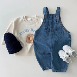 New Baby senza maniche Denim pagliaccetto solido neonato tasca tuta velluto a coste neonato morbido Denim carino tuta ragazzo ragazza vestiti del bambino