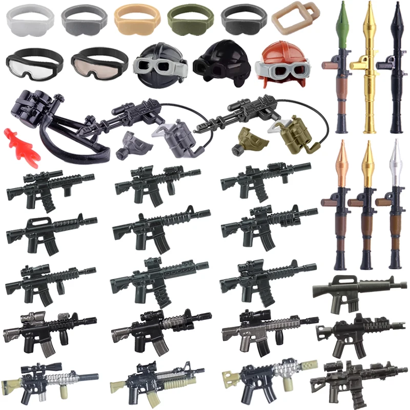 WWII Weapon Building Blocks Soldier Guns Laser Rifle M16 Special Forces Flamethrower Tactical Goggles Tankman Helmet Bricks Toys