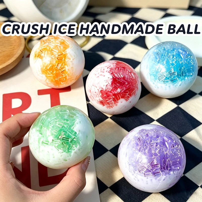Crush Ice Handmade Ball Fast Rebound Squeeze Squish Toy Freezable Plasticity TPR Outer Skin Anti-anxiety Alleviate Adult Gift