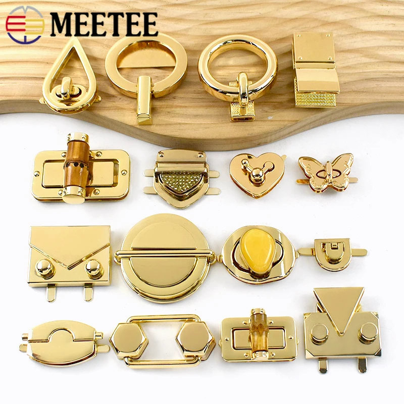 

1/2Pcs Gold Metal Turn Twist Lock Buckles Handbag Wallet Decor Snap Clips Clasp Replace Closure Latch Buckle DIY Bag Accessories