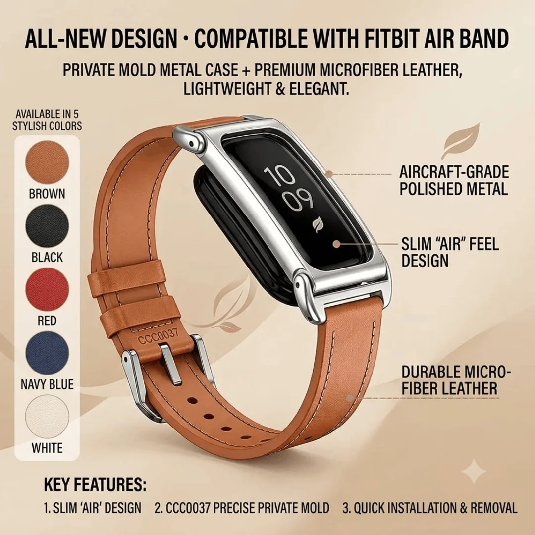 New Premium Microfiber Leather Strap With Metal Clasp For Fitbit Air Breathable Soft Comfortable Replacement Band Accessories