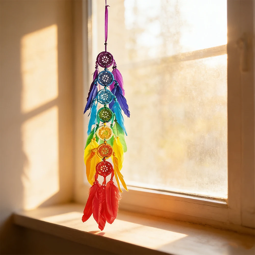 Boho Rainbow Feather Multi Layer Dream Catcher for Home Bedroom Wall Decor Bohemian Ornament Supply Wholesale